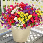 Artificial Flowers for Outdoors Decoration, 12 Bundles Fake Plastic Flower Plant, Faux Colorful Silk Morning Glory Petunias for Spring Summer Outside Garden Porch Front Door Decor, Six Mixed