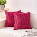 Aegero Pack of 2 Corduroy Decorative Throw Pillow Covers 20x20 Inch Soft Striped Pillow Covers Modern Farmhouse Home Decor for Sofa Living Room Couch Bed（Rose Red）