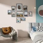 Vittanly 10 Pack Picture Frames Collage Wall Decor, Gallery Wall Frame Set for Wall or Tabletop Display, Engineered Wood and Shatter-resistant Plexiglass, Multi Sizes with 8x10, 5x7, 4x6 Frames, Grey
