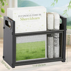 Magazine Rack & Holder, Mesh Magazine Rack Floor, Multi-Purpose Storage Organizer for Magazines, Books, Newspapers, Mail, Tablets | Magazines Storage Basket for Home, Office, Bathroom, Black Walnut