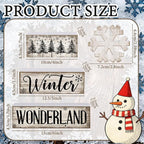 Lineshading 4 Pcs Winter Table Decorations Wooden Snowflake Decor Winter Tiered Tray Decor Rustic Snow Block Signs Gift Farmhouse Christmas Centerpiece for Wonderland Party Kitchen Home