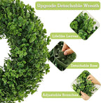 U'Artlines 24" Front Door Wreaths, Artificial Summer Greenery Weath, Hanging Garland for Home Wedding Wall Window Decoration (24'' Round,1)
