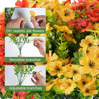16 Bundles Artificial Fall Flowers for Outdoor Realistic Faux Flower Garden Home Decoration, Hanging Autumn Fall Decor Daisy with Eucalyptus Leaves Fake Plants Greenery Porch Patio Front Door Decors