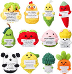 HunnmingRe 12 Pcs Cute Crochet Doll with Positive Card Soft Wool Animals Creative Knitting Dolls for Positive Support Inspirational Birthday Encouragement Gift(Mushroom Style)