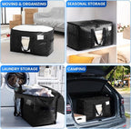 TAILI Extra Large Moving Bags, 2 Pack Black Heavy Duty Totes For Storage with Visible Window, Wrap Around Handles, Storage Bags for Space Saving, Alternative to Moving Boxes