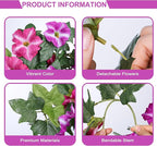 HyeFlora Artificial Flowers for Outdoors 2PCS Spring Faux Morning Glory Look Real Silk Flowers for Outside Planter UV Resistant Fake Flowers for Home Garden Balcony Yard Porch Deco
