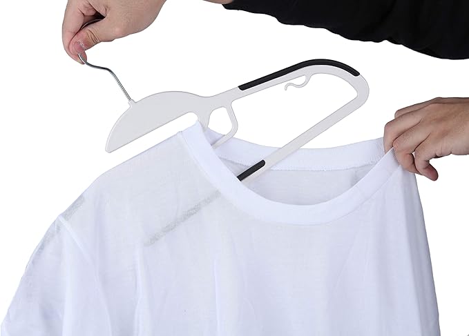 Finnhomy 50 Pack Plastic Hangers, Heavy Duty Clothes Hangers with Non-Slip Pads, Space Saving Easy Slide Organizer for Bedroom Closet, Great for Shirts, Pants, White