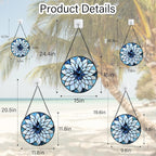 Stained Glass Suncatcher, Blue White Multi-Petal Flowers Sun Catcher Landscape Stain Glass Window Hanging Decoration Mother's Day Birthday Gifts for Women Men Mom Nana 6.3 in