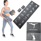 Skelcore Yoga Mat and Blocks Set- Travel Yoga Mat with Poses Printed On It and 2 Yoga Blocks - Non Slip Yoga Accessories For Beginners Folding Yoga Travel Mat 68"L x 24"W x 2mm
