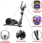 Sunny Health & Fitness Elliptical Cross Trainer Exercise Machine, Cardio Equipment for Home Gym with Pulse Sensor Grips, 24 Pre-Built Workouts, 16 Resistance Level Max 330Lbs, SunnyFit App Optional