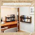 Wood Magazine Rack Wall Mounted & Wall Magazine Rack, Pine Wood Black Metal Wall Magazine Holder for Magazines, Books, Mountable or Freestanding Organizer