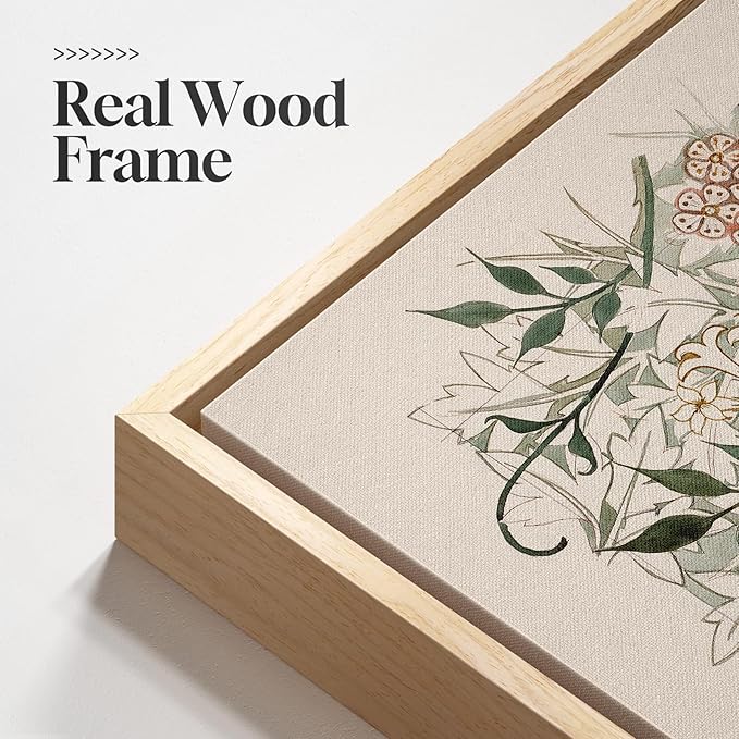 Framed Large William Morris Canvas Wall Art Set of 3, Vintage Nature Floral Artwork Prints, Boho Neutral Botanical Wall Decor for Living Room, Bedroom, Hallway and Office, Total Size 30x60