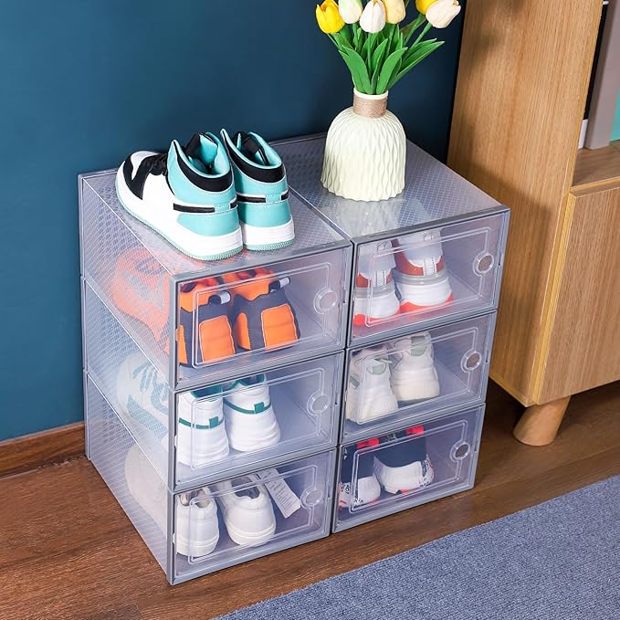 6PCS transparent shoebox for easy storage shoes odorless environmentally friendly particles plastic