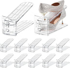 TOPNEW Shoe Slots Organizer for Closet 12 Pack Adjustable Level Shoe Stacker Holder Organization Double Layer Storage Space Saving Shoe Rack Organizer for Closet (Transparent)