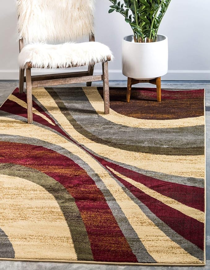 Unique Loom Barista Collection Area Rug - Ngada (7' 10" x 10' Rectangle, Beige/ Red)
