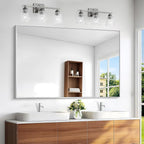 BONEWEI Silver Bathroom Mirror,55x36 inch Wall Mirror for Bathroom Wall Mounted,Large Rectangle Mirror for Bathroom Over Sink,Modern Metal Frame for Living Room,Bedroom Entryway,Horizontal/Vertical