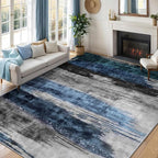 Ciicool Modern Abstract Rug for Living Room, 5'x7' Machine Washable Area Rug Non-Slip Rug, Low-Pile Contemporary Indoor Dining Floor Carpet for Bedroom Office Under Table Home Decor Navy Grey