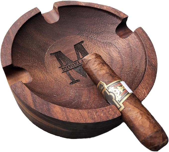 Fathers Day Birthday Gift, Personalized Cigar Ashtray for Dad, Custom Name Engraved Cigar Ash Tray for Men, Him, Husband, Grandpa, Outdoor Patio Home Ashtray for Outside,Birthday