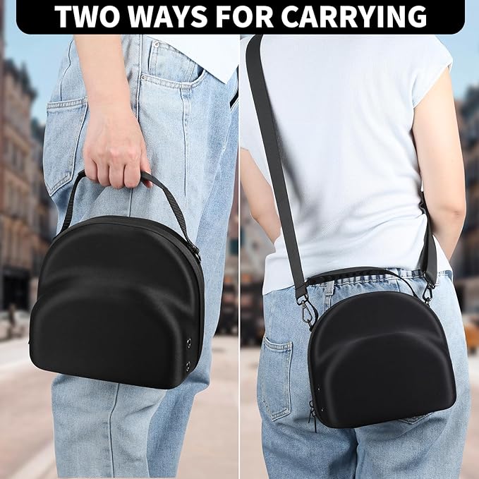 Hard baseball hat case, Hat Carrier Travel Case with Adjustable Shoulder Strap, Hat cap case for 3 Baseball Caps - Perfect for Traveling & At-Home Storage (Black)