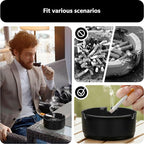 roygra Ash Tray (5 Pack), Outdoor Ashtray for Outside Patio, Resin Ashtrays for Cigarettes with 3 Holder, Smoking Accessories, Home Décor, Stackable Ashtrays for Smokers Indoor - Black