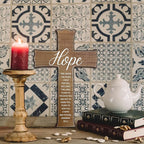 dsjaidh Cross Wall Decor - Wood Color Scripture Wooden Cross For Wall - Rustic Wooden Hanging Signs Easter Decor for Home Office Church Baptism - Christian Gifts for Men Women (Hope) - A04