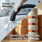 Memory Foam Mattress Vacuum Bag, Heavy-Duty Mattress Storage Bag for Moving and Transport, Mattress Compression Bag with Straps & Dual-Zip Seal (Orange Straps, King/Cal-King)