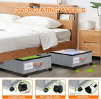 Under Bed Storage with Wheels, 2 Pack Under Bed Storage Containers with Dividers & Clear Lids, Under the bed storage Organizer Bins,Underbed Storage with Wheels for Clothes,Toys,Shoes (GREY)