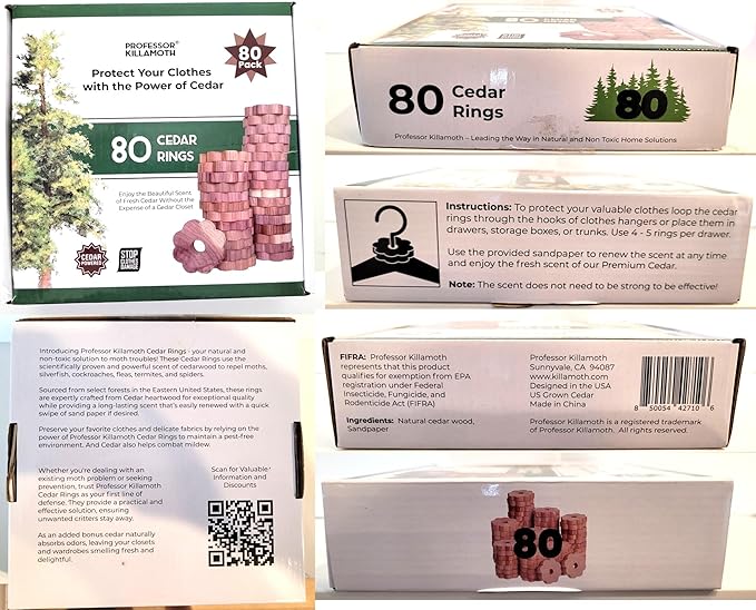 80 Cedar Rings for Clothes Storage - Stop Clothes Damage - 80 Fresh Cedar Rings
