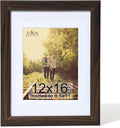 KTKDE 12x16 Picture Frame Real Glass,Poster frame Display Pictures 8.5x11 with Mat or 12x16 Without Mat, Modern Style Wood Composite Frame,Gallery Wall Frame Wooden Walnut，best gift
