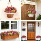 16 Bundles Artificial Flowers for Outdoor Realistic Faux Flower Spring Summer Garden Home Decoration, Hanging Daisy with Eucalyptus Leaves Fake Plants Greenery Balcony Porch Patio Front Door Decor