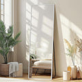 Delma Full Length Mirror,Large Floor Mirror with Aluminum Frame for Bedroom, Bathroom, Living Room,Wall Mount or Freestanding Design, Silver, 56" L x 15" W x 1Pcs