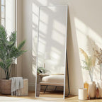 Delma Full Length Mirror,Large Floor Mirror with Aluminum Frame for Bedroom, Bathroom, Living Room,Wall Mount or Freestanding Design, Silver, 56" L x 15" W x 1Pcs