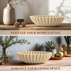 YMXYJM Large Decorative Bowl, Modern Handicraft Bowls for Home Decor, Decorative Fruit Bowl for Kitchen Counter, Ruffle Decor, Stylish Key Bowl for Entry Table, Artificial Travertine Beige