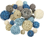 Patelai 36 Pcs Wicker Rattan Balls Decorative Balls for Vase Centerpiece Bowls Orbs Filler for Home Decor,4 Sizes(Cute Color,2.4'',2'',1.6'',1.2'')