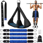 Pull Up Assistance Bands with Foot Support Pedal - Upgraded Heavy Duty Resistance Bands Adjustable Weight/Height with 80Lbs Bands&Measured Strap for Strength Training Home Gym