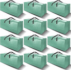 12 Pack Heavy Duty Large Moving Bags W/Backpack Straps - Strong Handles & Zippers, Storage Totes For Space Saving, Fold Flat, Alternative to Moving Box and Storage Bin, Teal