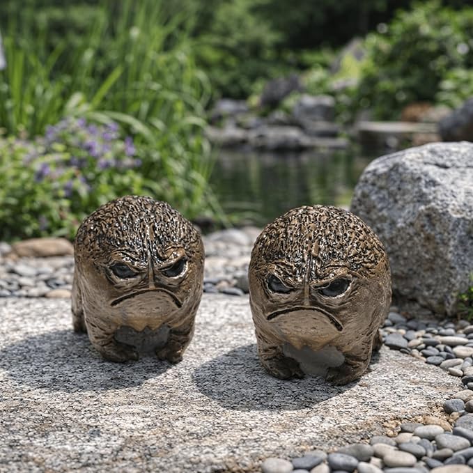 Grumpy Frog Statue, Frog Decor Figurine for Desk & Home, Weird Angry Frog Sculpture, Mini Frog Ornament, Unique Frog Gift with Box, 1pcs