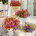 Artificial Flowers for Outdoors, 16 PCS UV Resistant Faux Plants with Fabric Flowers, Colorful Realistic Fake Flowers for Front Porch Garden Patio Balcony Planter Spring Summer Outside Decor