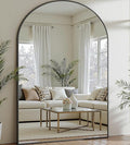 Prywot Full Length Mirror, Oversized 81"x41" Arched-Top Floor Mirror, Free Standing Mirrors, Modern Full Body Mirrors with Aluminum Alloy Frame for Bedroom,Living Room, Black
