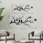 Metal Birds Wall Art, Metal Vivid Birds on Branch Silhouette Wall Decor Black Leaves with Bird Outdoor Hanging Wall Sculpture for Home Balcony Garden(Large)
