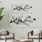 ESTART Metal Birds Wall Art, Metal Vivid Birds on Branch Silhouette Wall Decor Black Leaves with Bird Outdoor Hanging Wall Sculpture for Home Balcony Garden (Small)