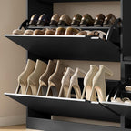 Shoe Cabinet with Bench and 3 Flip Drawers, Slim Narrow Shoe Storage Cabinet, Freestanding Shoe Rack Organizer with Adjustable & Removable Shelves, Anti-Tip for Entryway, Hallway, Foyer