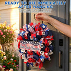 250th Anniversary Patriotic Wreath, 1776-2026 American Independence Day Wreath,16 in Red White Blue Front Door Wreath, Indoor Outdoor Home Decor for 4th of July, Memorial Day, Veterans Day (D)
