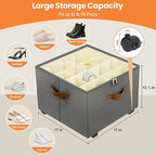 Shoe Organizer for Closet, 2 Pack Shoe Storage Organizer with Wheels and Adjustable Dividers, Stackable Shoe Storage Box with Clear Cover, Closet Shoe Organizer Fits up to 16-32 Pairs, Gray