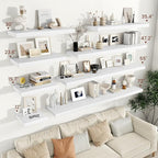 Vivelove 24/36/48/12 Inch Floating Shelves for Wall, 12 Deep Shelves for Room Wall Mounted, 2" Thick Floating Shelf for Living Room Bedroom Bathroom Kitchen Laundry Room, Set of 2 White