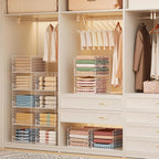 JKsmart 4-Tier Stackable Closet Organizer,Extra Large Clothes Storage Shelf,Clothing Cupboard Organizer System- Closet Wardrobe Storage Bins for Jeans, Pants, Sweaters,Purse,t-Shirt Organization