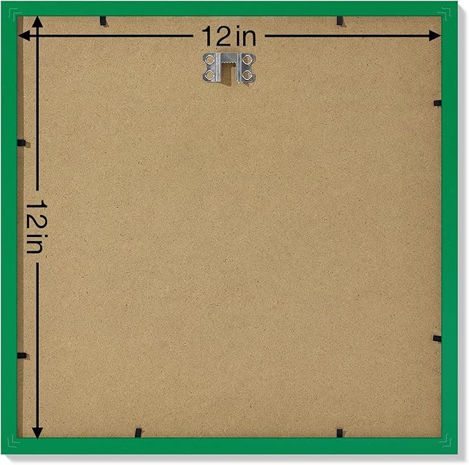 Vittanly 12x12 Picture Frames Set of 9, Shatter Resistant Plexiglass, Display 8x8 Pictures with Mat or 12x12 without Mat, Photo Frames for Wall Mount, Engineered Wood, Green