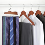 TOPIA HANGER Tie Rack Hanger for Closet, Wooden Tie Organizer for Men with 24 Folding Hooks, Space Saving Necktie Holder for Storage and Display Bra, Tank Top, Camisole (1-Pack), Walnut- CT14WA