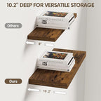 Vivelove 10 Inch Deep Floating Shelves 16 inch Long, 16 x 10 Wide Wall Shelves with Invisible Brackets, for Bedroom Bathroom Living Room Kitchen Office, Farmhouse Home Decor, Set of 2, Rustic Brown