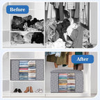 Direct 100L, 2 Pack, Storage Containers, Large Clothes Storage Bins Foldable Organization and Storage Bags with Reinforced Handle, Clear Window for Bedding, Blankets, Clothing, Grey